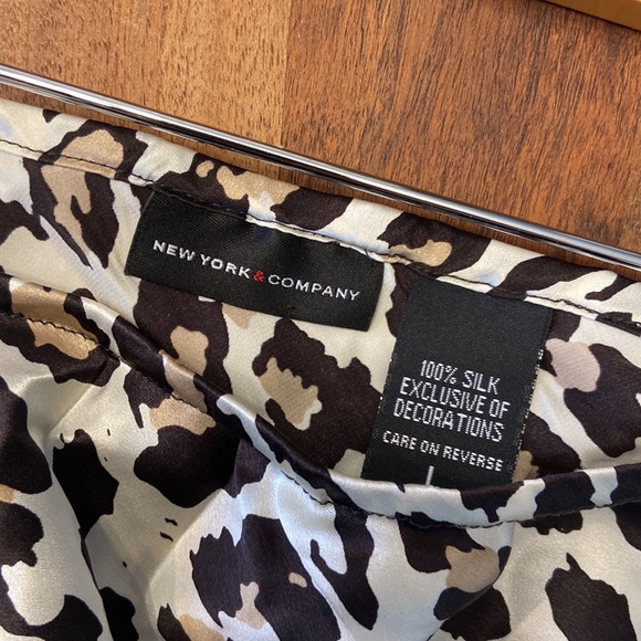 Y2K leopard silk slip skirt midi animal print beaded embroidery large NY&Co - Picture 9 of 15